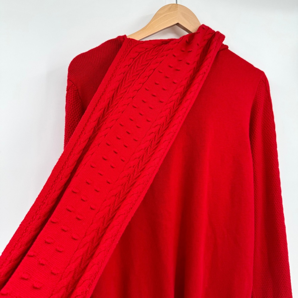 Charter Club Womens Red Cable Knit Sweater with Detachable Scarf Large - Picture 7 of 11